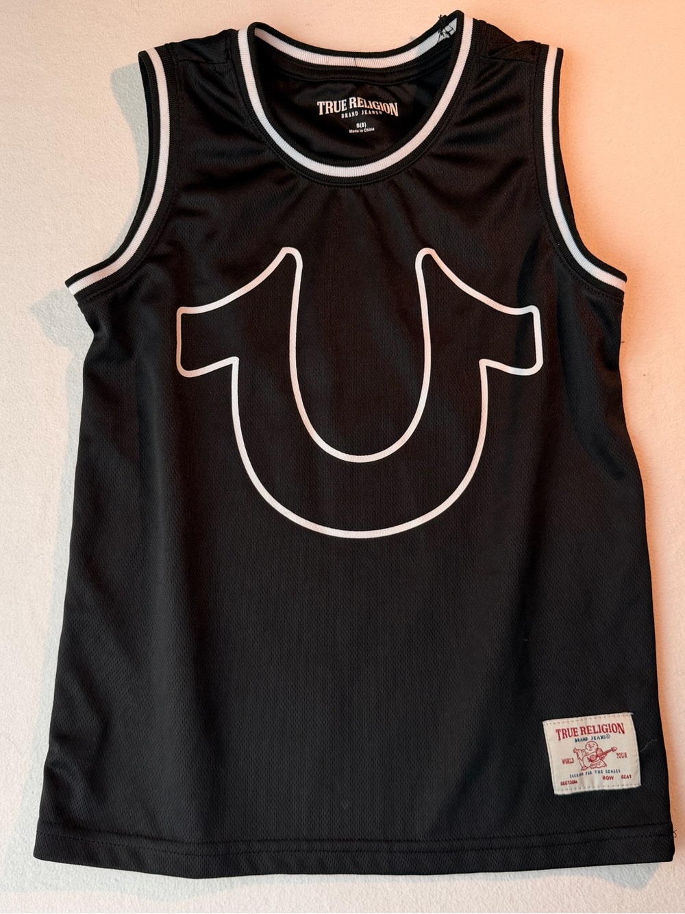 True Religion Kids Black Tank with White Logo Trim